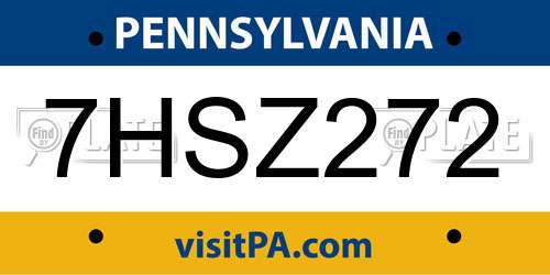 7HSZ272 Pennsylvania License Plate