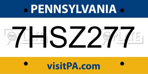 7HSZ277 Pennsylvania License Plate