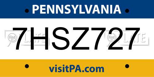 7HSZ727 Pennsylvania License Plate