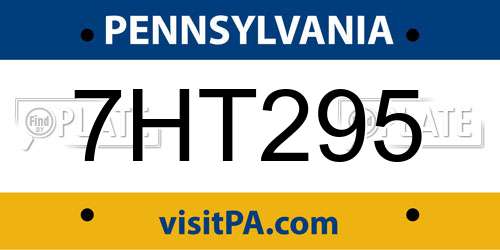 7HT295 Pennsylvania License Plate