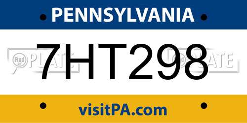 7HT298 Pennsylvania License Plate