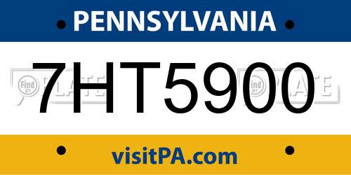 7HT5900 Pennsylvania License Plate