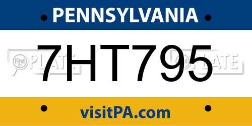 7HT795 Pennsylvania License Plate