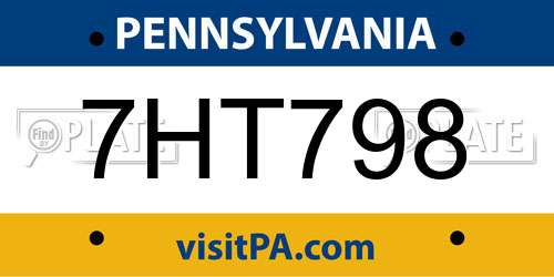 7HT798 Pennsylvania License Plate