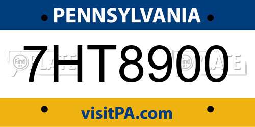 7HT8900 Pennsylvania License Plate
