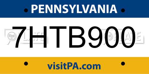 7HTB900 Pennsylvania License Plate