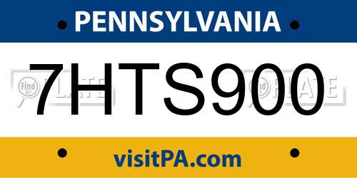 7HTS900 Pennsylvania License Plate