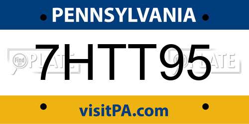 7HTT95 Pennsylvania License Plate