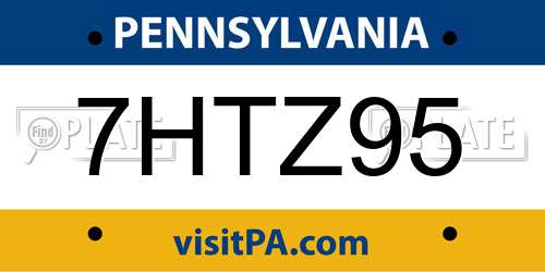 7HTZ95 Pennsylvania License Plate