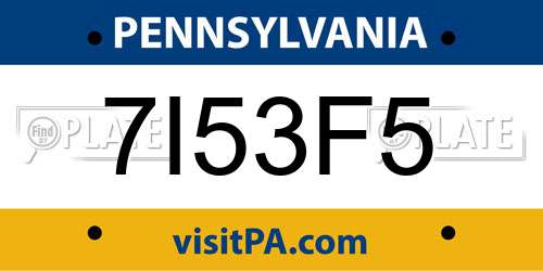 7I53F5 Pennsylvania License Plate