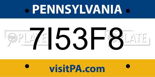 7I53F8 Pennsylvania License Plate