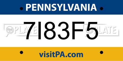 7I83F5 Pennsylvania License Plate