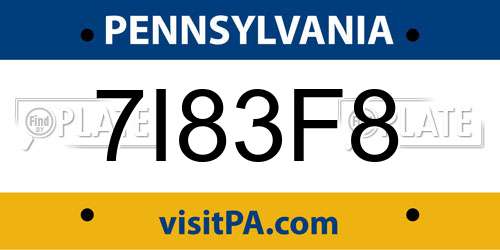 7I83F8 Pennsylvania License Plate