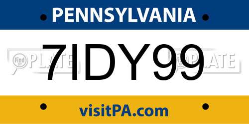 7IDY99 Pennsylvania License Plate