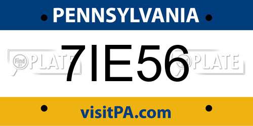 7IE56 Pennsylvania License Plate