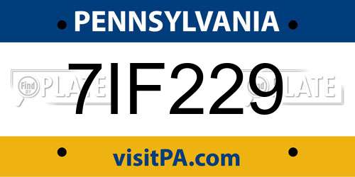 7IF229 Pennsylvania License Plate