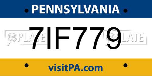 7IF779 Pennsylvania License Plate