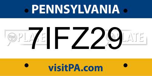 7IFZ29 Pennsylvania License Plate