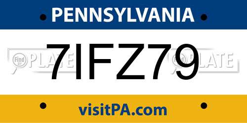 7IFZ79 Pennsylvania License Plate