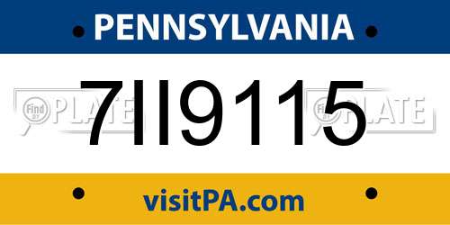 7II9115 Pennsylvania License Plate