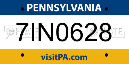 7IN0628 Pennsylvania License Plate