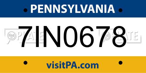 7IN0678 Pennsylvania License Plate