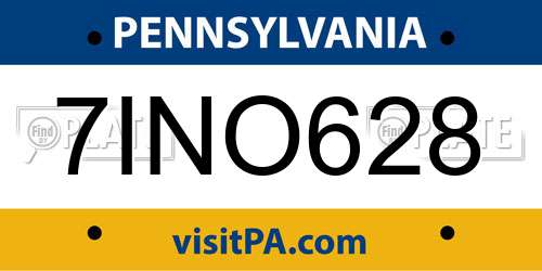 7INO628 Pennsylvania License Plate