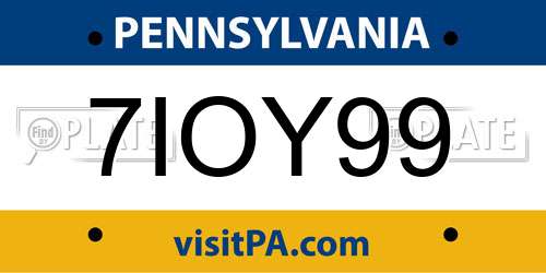 7IOY99 Pennsylvania License Plate