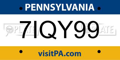 7IQY99 Pennsylvania License Plate