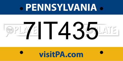 7IT435 Pennsylvania License Plate