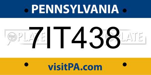 7IT438 Pennsylvania License Plate