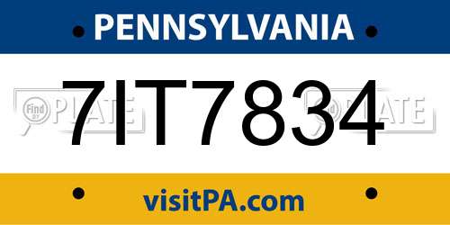 7IT7834 Pennsylvania License Plate