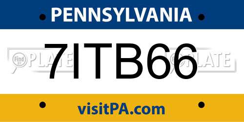 7ITB66 Pennsylvania License Plate