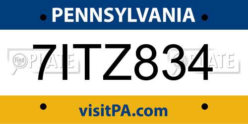 7ITZ834 Pennsylvania License Plate