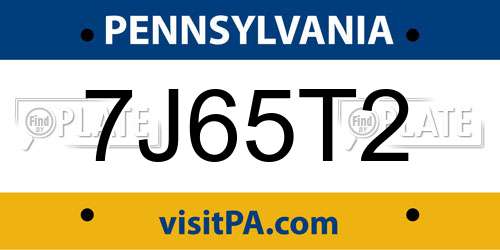 7J65T2 Pennsylvania License Plate
