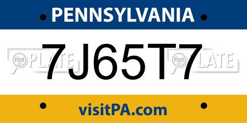 7J65T7 Pennsylvania License Plate