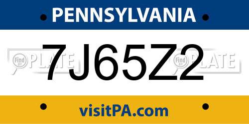 7J65Z2 Pennsylvania License Plate