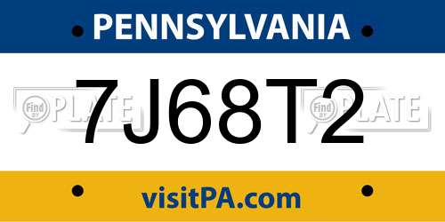 7J68T2 Pennsylvania License Plate