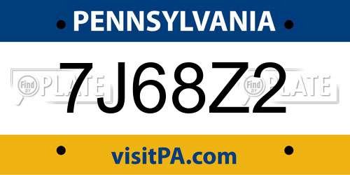 7J68Z2 Pennsylvania License Plate