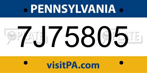 7J75805 Pennsylvania License Plate