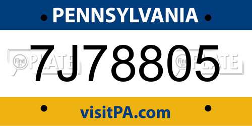 7J78805 Pennsylvania License Plate