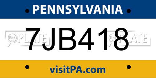 7JB418 Pennsylvania License Plate