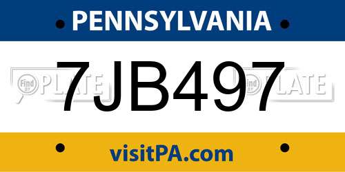 7JB497 Pennsylvania License Plate