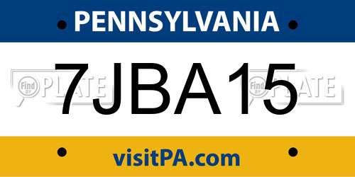7JBA15 Pennsylvania License Plate