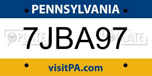 7JBA97 Pennsylvania License Plate