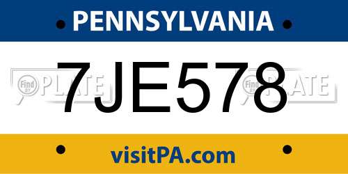 7JE578 Pennsylvania License Plate