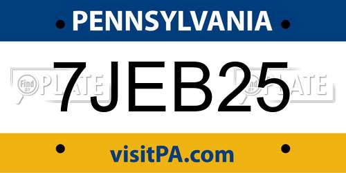 7JEB25 Pennsylvania License Plate