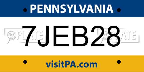 7JEB28 Pennsylvania License Plate
