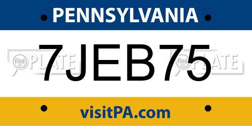7JEB75 Pennsylvania License Plate