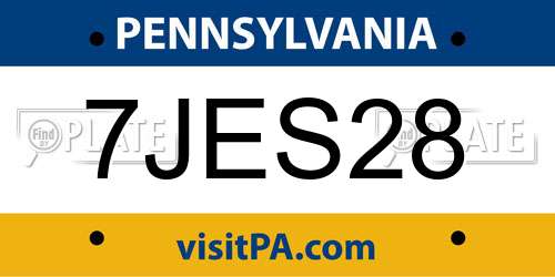 7JES28 Pennsylvania License Plate